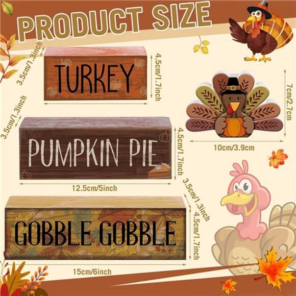 4 Pcs Fall Decorations for Home Thanksgiving Tiered Tray Decor Fall Table Decor - Picture 3 of 7